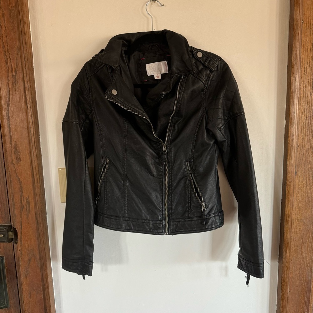 Xhiliration Black Faux Leather Moto Jacket